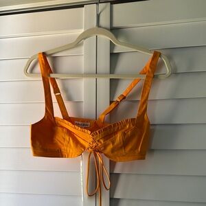 For Love And Lemons Bright Orange Lace-Up Bra